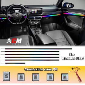 Kit LED intérieur Slim RGB Wireless – Tableau de bord & portes (sans fil) - AGM Vision