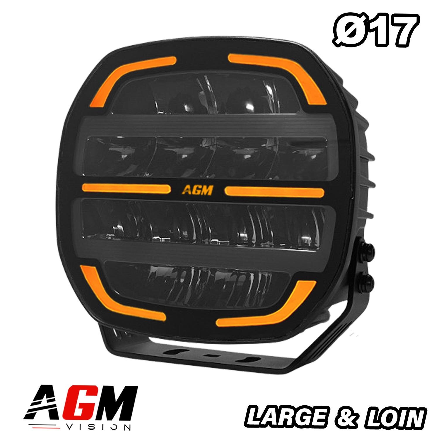 Phare LED OXMO V2 longue portée & large Ø 17 cm - blanc / orange 144 W Phare LED OXMO V2 longue portée & large Ø 17 cm - blanc / orange 144 W