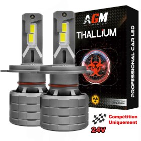 Kit Ampoules LED H4 THALLIUM GT 24V, Compétition, Ultra Puissante, 200 WATTS, 36 000 LUMENS - AGM Vision