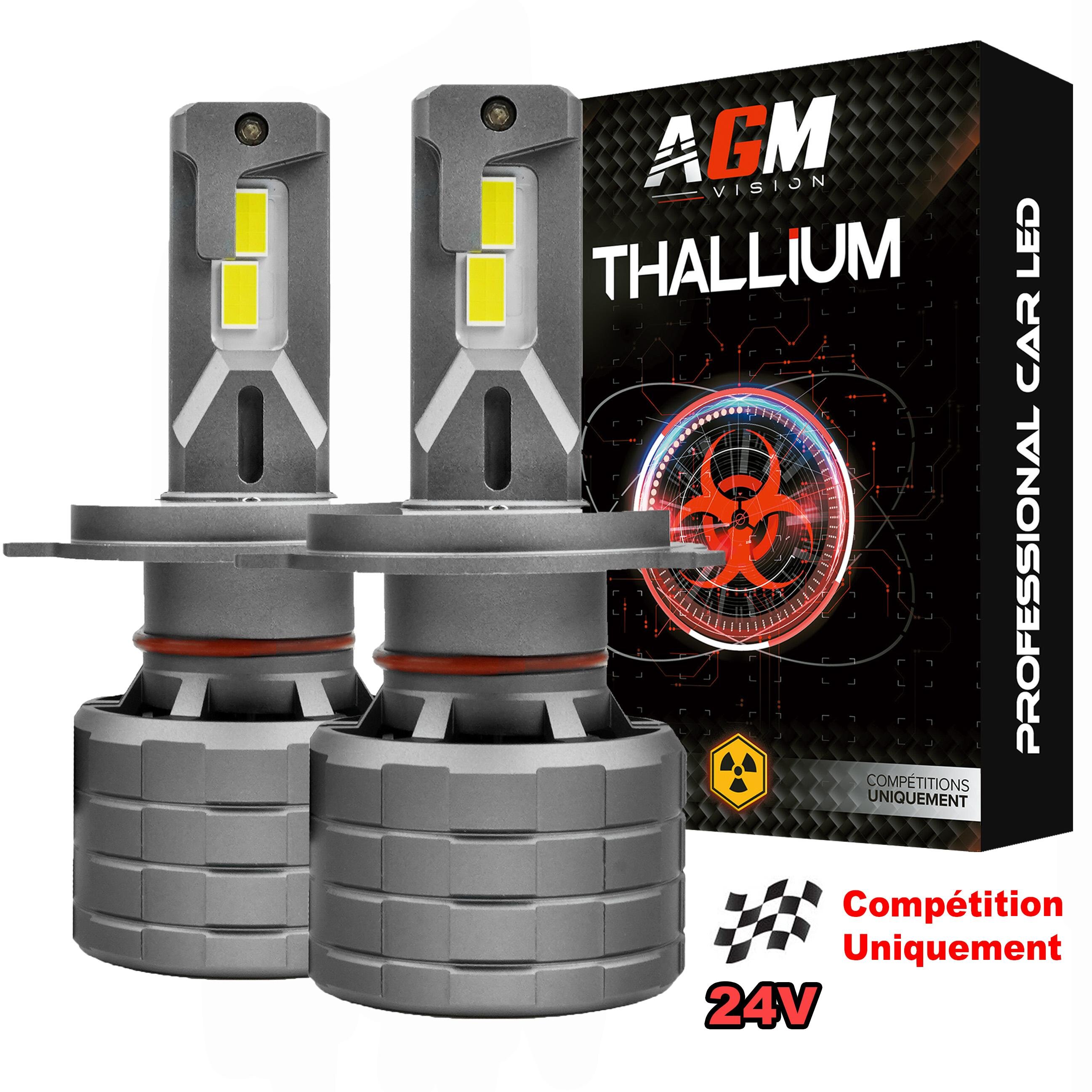 Kit Ampoules LED H4 THALLIUM GT 24V, Compétition, Ultra Puissante, 200 WATTS, 36 000 LUMENS Kit Ampoules LED H4 THALLIUM GT 24V, Compétition, Ultra Puissante, 200 WATTS, 36 000 LUMENS