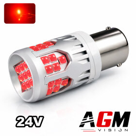 Ampoule LED P21W-BA15S - UltraBoost 24V Rouge, Stop & Antibrouillard - AGM Vision