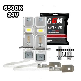 Kit Ampoules LED H3 LP1 - 24V - Blanc 6500K - AGM Vision