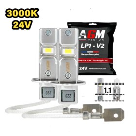 Kit Ampoules LED H3 LP1 - 24V - Jaune 3000K - AGM Vision