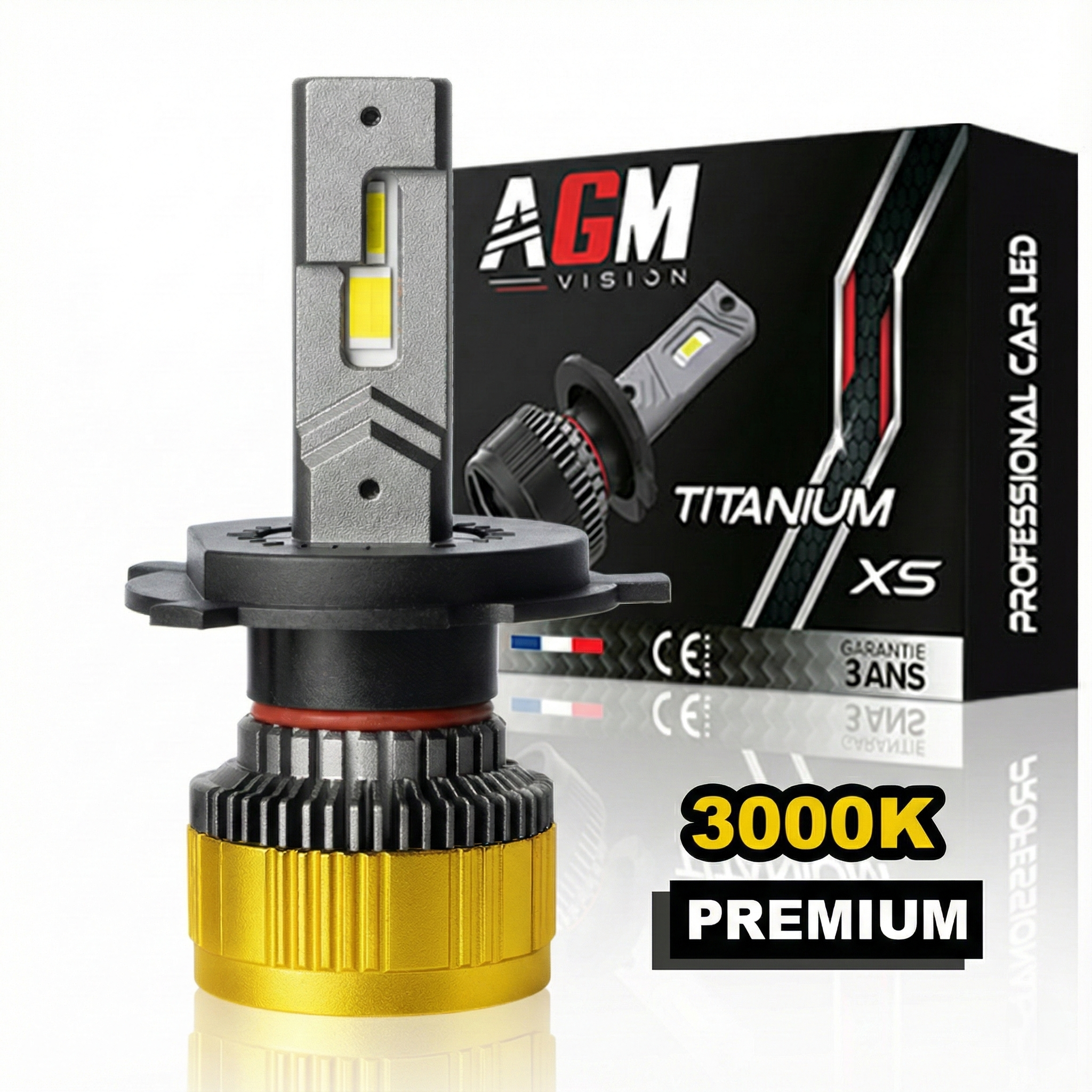 Ampoule LED H4 Titanium XS - Jaune 3000 K Ampoule LED H4 Titanium XS - Jaune 3000 K