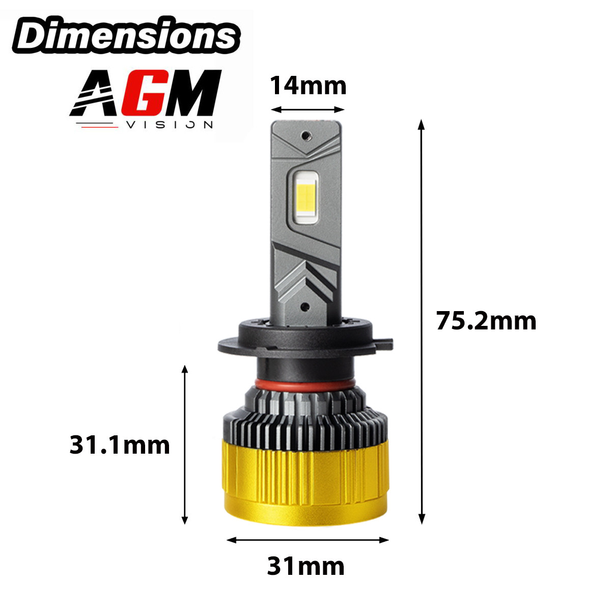 Kit de lâmpadas LED H7 TITANIUM XS amarelo 3000 K 110 W compacto - Carro