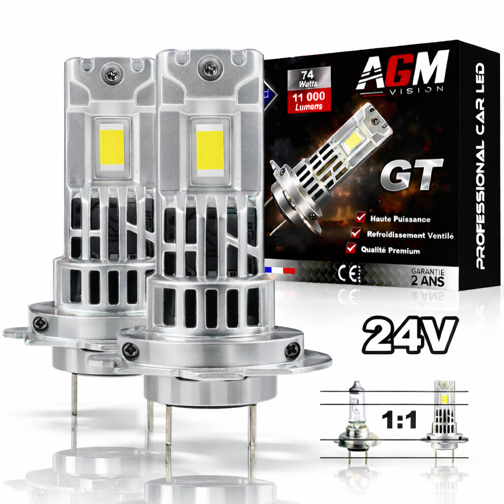 LEDバルブキット H7 GT 24ボルト - ファン付き、ミニサイズでパワフル、70 W、11 000ルーメン、白色 6500K LEDバルブキット H7 GT 24ボルト - ファン付き、ミニサイズでパワフル、70 W、11 000ルーメン、白色 6500K