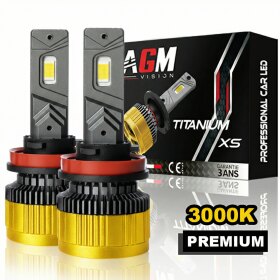Kit d’ampoules LED H16 Titanium XS jaune 3000 K – 110 W, ultra-puissant - AGM Vision