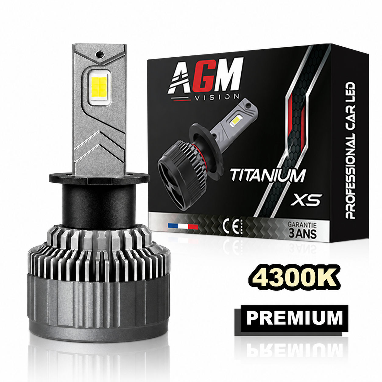 Lâmpada LED H3 Titanium XS - V2 - branco quente 4300K Lâmpada LED H3 Titanium XS - V2 - branco quente 4300K